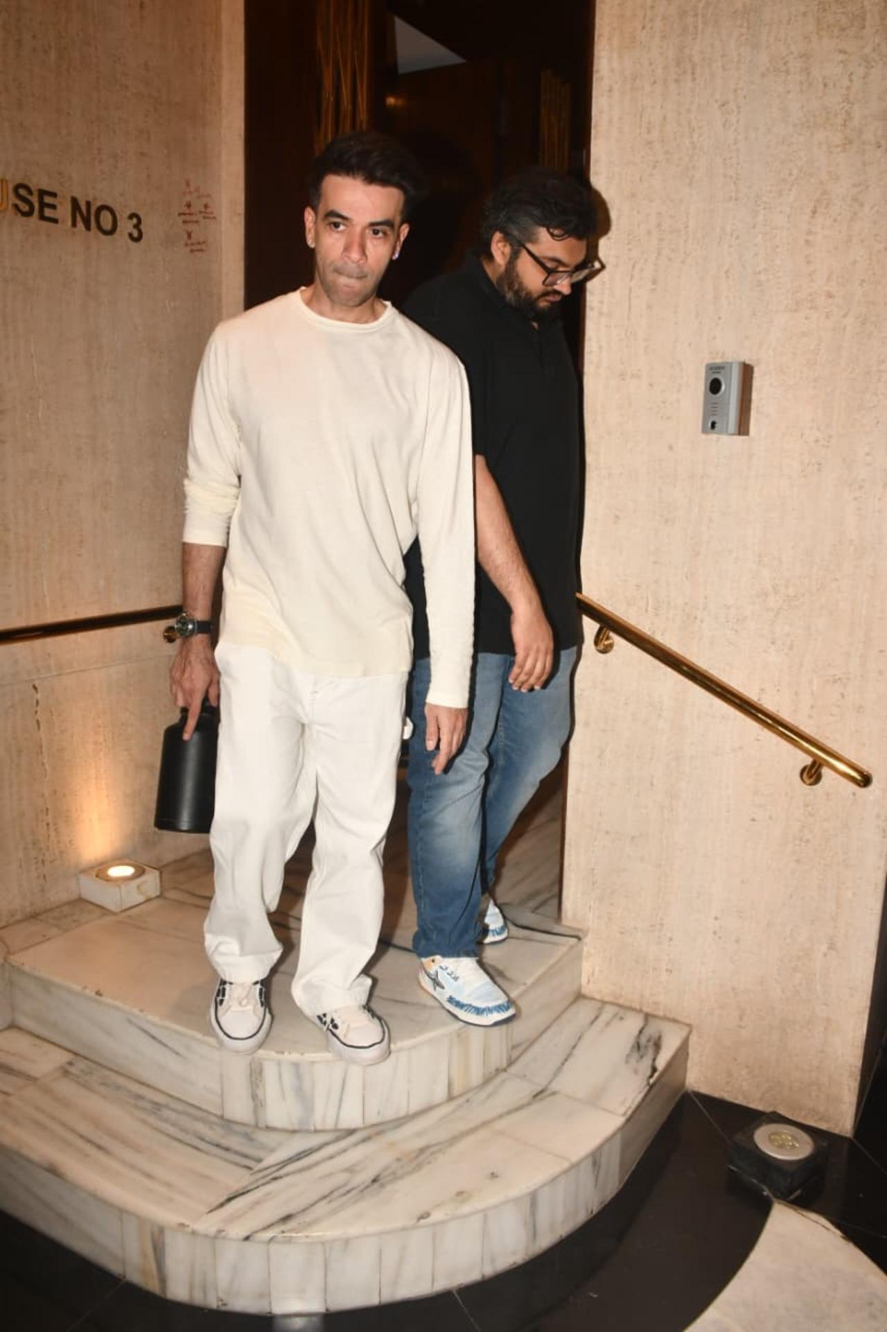 Filmmaker Punit Malhotra at his uncle and fashion designer Manish Malhotra's home with his father